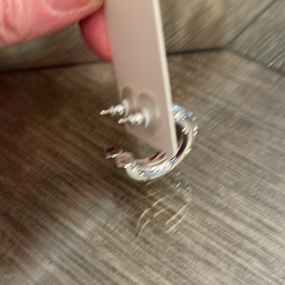 Jane Marie Silver Tubular Hoop/Clear Crystals - Picture 13 of 17